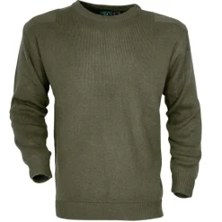 Pull Commando Kaki 100% Acrylique Col Rond Renforts Épaules*Idaho Best