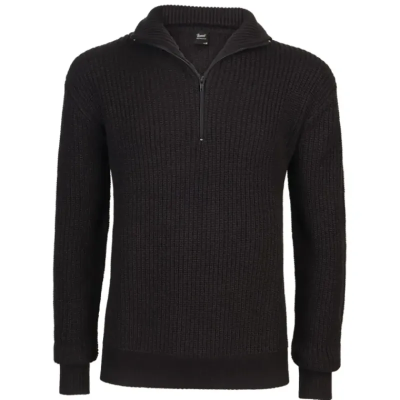 Pull Troyer Noir à Col Camionneur - ® Homme*Brandit Discount