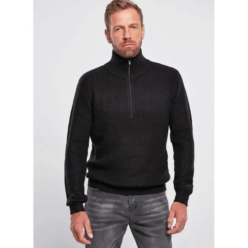 Pull Troyer Noir à Col Camionneur - ® Homme*Brandit Discount