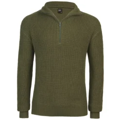 Pull Troyer Olive à Col Camionneur - ® Homme*Brandit Outlet