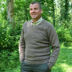 Pull Vincennes col V brun*