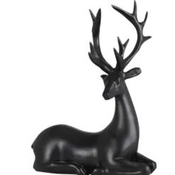 Renne couché noir 20cm - 16x6,5x20,5cm - Décoration Noël*