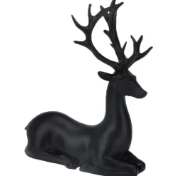 Renne couché noir 20cm - 16x6,5x20,5cm - Décoration Noël*