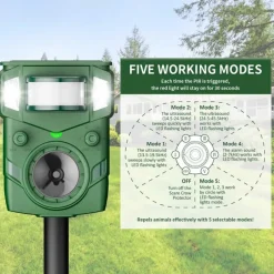 Répulsif Électronique à Ultrasons et Flash Anti-Nuisibles - Portée 8m - Solaire/USB* Sale
