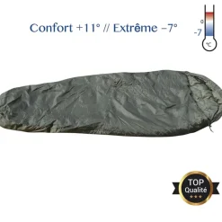 Sac de Couchage Confort Momie - Polyester 210T - Vert Armée* Outlet