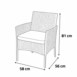 Salon de jardin 2 fauteuils et table basse tressée noir* New