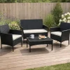 Salon de jardin 4 pièces résine tressée noir* Hot