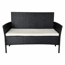 Salon de jardin 4 pièces résine tressée noir* Hot