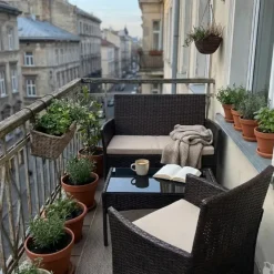 Salon de jardin 4 pièces résine tressée marron* Hot