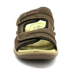 Sandales Dixit confort à scratch cuir lycra marron 40 à 46*Ayoka Hot