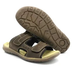 Sandales Dixit confort à scratch cuir lycra marron 40 à 46*Ayoka Hot