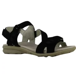 Sandales femme confort scratchs cuir et TPR noir* Discount