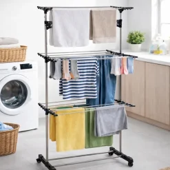 Séchoir à linge métal 4 roues 80x57cm* Hot