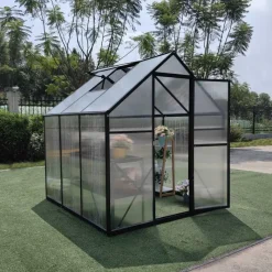 Serre de jardin en aluminium et polycarbonate 3,13 m² - 177x177x192* Hot