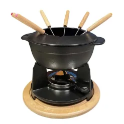Service à fondue noir mat CLASSIC avec caquelon réchaud fourchettes* Best