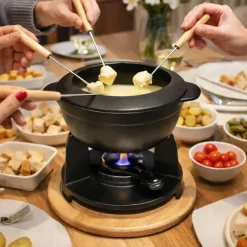 Service à fondue noir mat CLASSIC avec caquelon réchaud fourchettes* Best