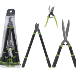 Set 3 outils jardin: cisaille alu 20cm + cisaille-haie 52cm + sécateur* New