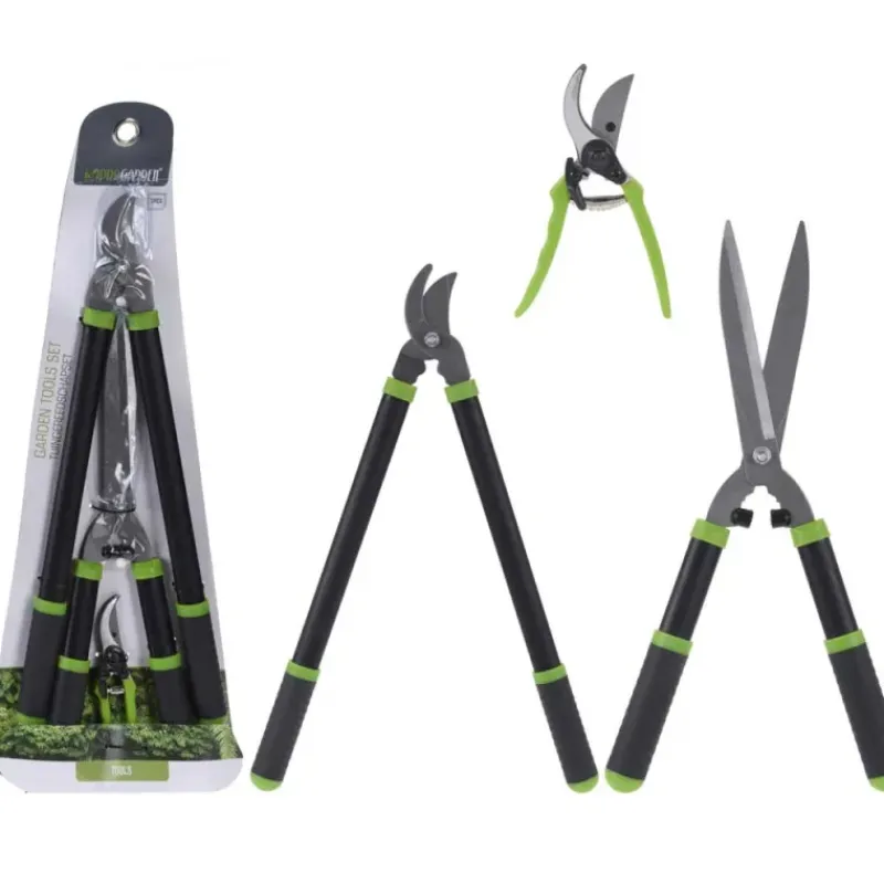 Set 3 outils jardin: cisaille alu 20cm + cisaille-haie 52cm + sécateur* New