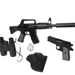 Set police enfant 5 accessoires mitraillette pistolet jumelles* Discount