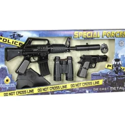 Set police enfant 5 accessoires mitraillette pistolet jumelles* Discount