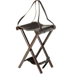 Siège de battue 4 pieds en bois et cuir - Hauteur 65 cm* Clearance