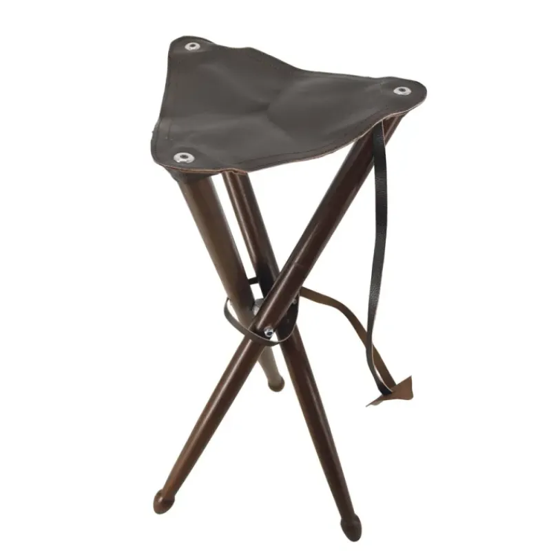 Siège de battue en frêne avec assise croute de cuir de buffle hauteur 80cm* New