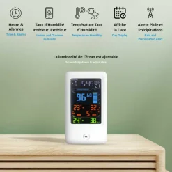 Station météo connectée avec pluviomètre - Affichage couleur et alertes météo* Hot