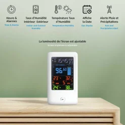 Station météo connectée avec pluviomètre - Affichage couleur et alertes météo* Hot