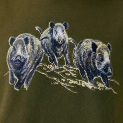 Sweat à capuche 3 sangliers coton polyester kaki M à 3XL*Bartavel
