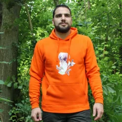 Sweat à capuche orange épagneul ®*Bartavel Hot