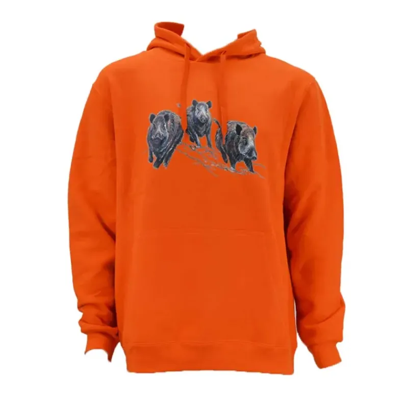 Sweat à capuche orange sangliers Taille M à 3XL*Bartavel Hot