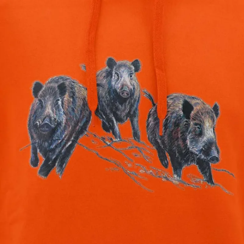 Sweat à capuche orange sangliers Taille M à 3XL*Bartavel Hot