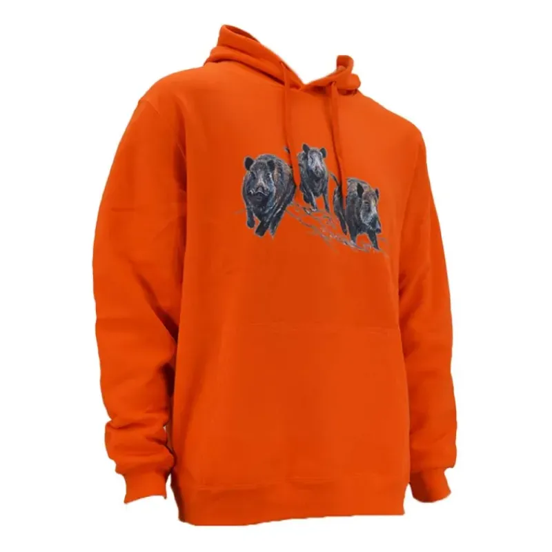 Sweat à capuche orange sangliers Taille M à 3XL*Bartavel Hot