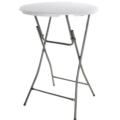 Table de bar ronde blanche Diamètre 80 cm - Hauteur 80 cm - Pliable* Discount
