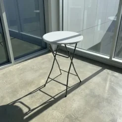 Table de bar ronde blanche Diamètre 80 cm - Hauteur 80 cm - Pliable* Discount