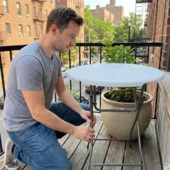 Table de bar ronde blanche Diamètre 80 cm - Hauteur 80 cm - Pliable* Discount