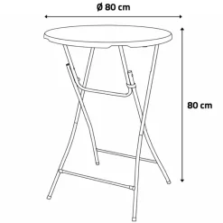 Table de bar ronde blanche Diamètre 80 cm - Hauteur 80 cm - Pliable* Discount
