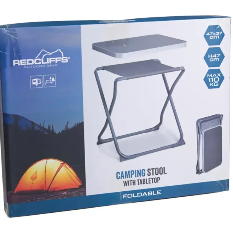 Table de camping pliante en acier gris - Plateau supplémentaire inclus* Best