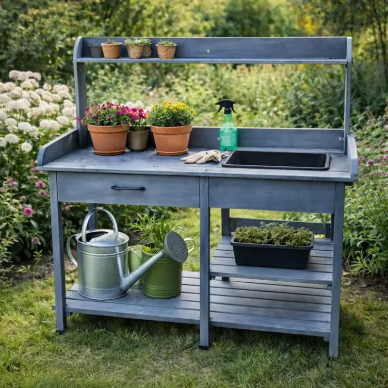 Table de rempotage en bois avec bac plastique - 114x46x120cm* Online