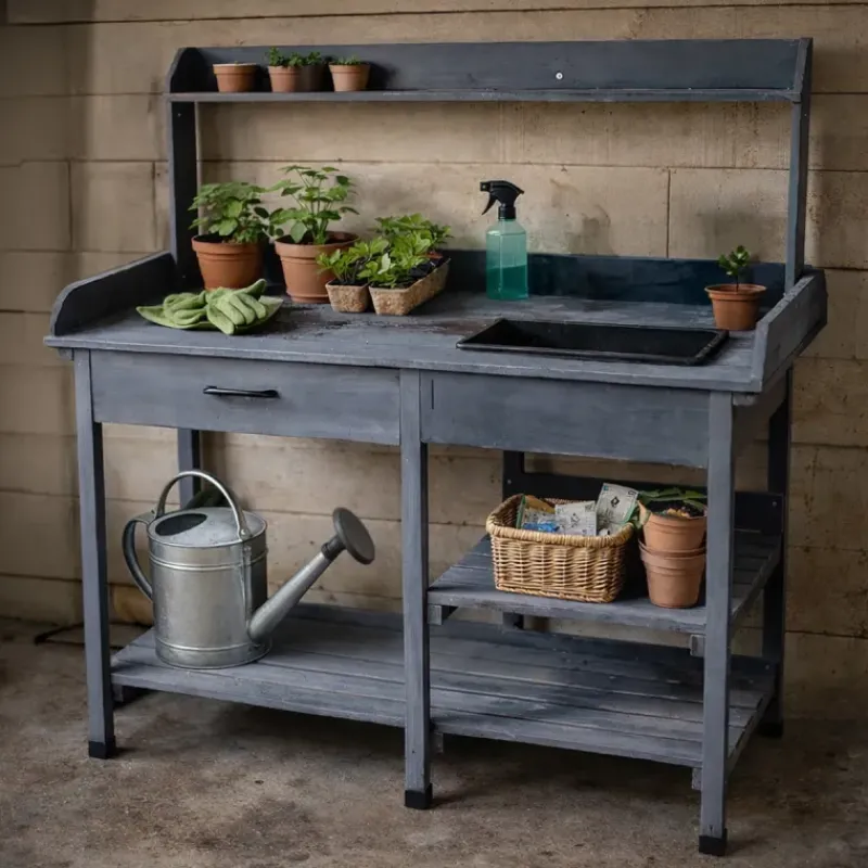 Table de rempotage en bois avec bac plastique - 114x46x120cm* Online