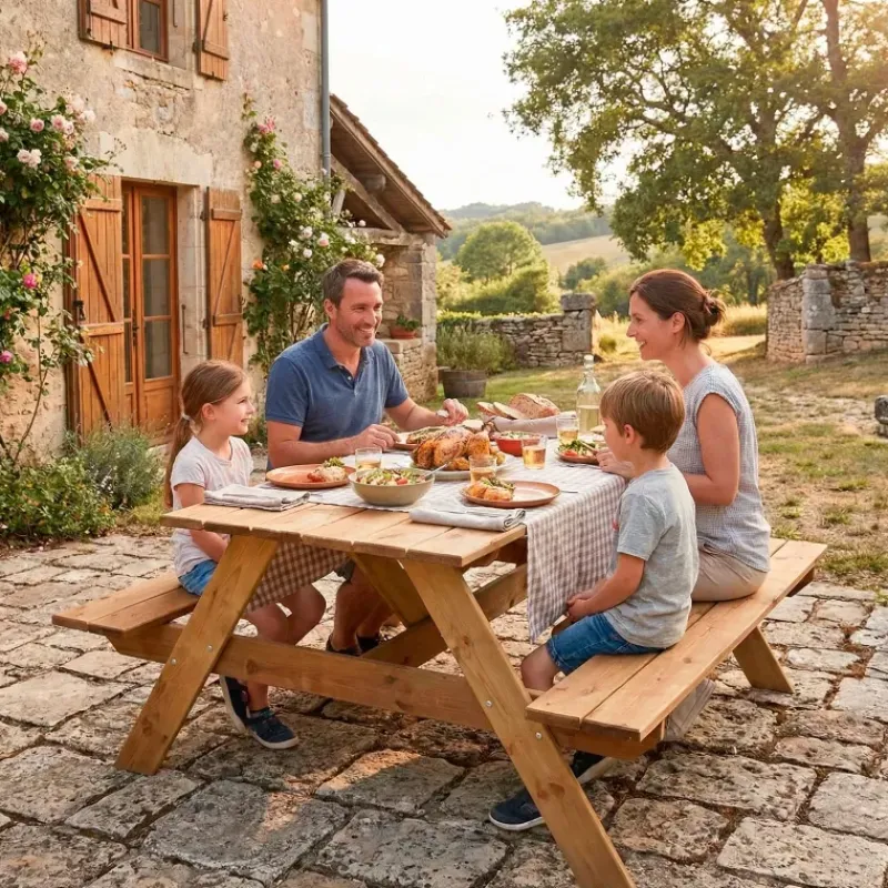 Table pique-nique en bois traité autoclave 160 cm* Discount