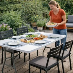 Table pliante en résine 10 couverts 180x70x74cm pieds métal* Online