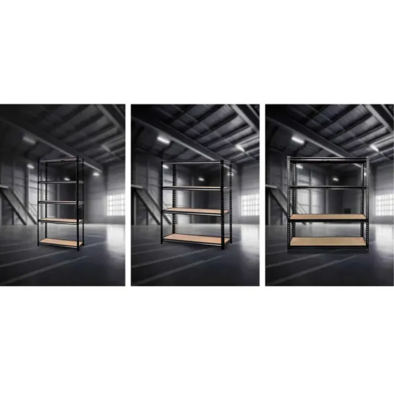 Étagère à rivets noire 5 niveaux 90x40x180cm - Structure robuste en acier et MDF* New