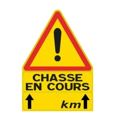 Triangle signalisation "chasse en cours" 70 X 100 cm à l'unité*Stepland New