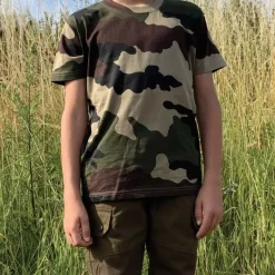 T-shirt enfant double piquage 100% coton camo CE 4 à 14 ans*Percussion