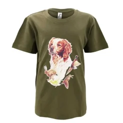 T-shirt enfant scène de chasse 100% coton kaki 6 à 12 ans*Bartavel Clearance