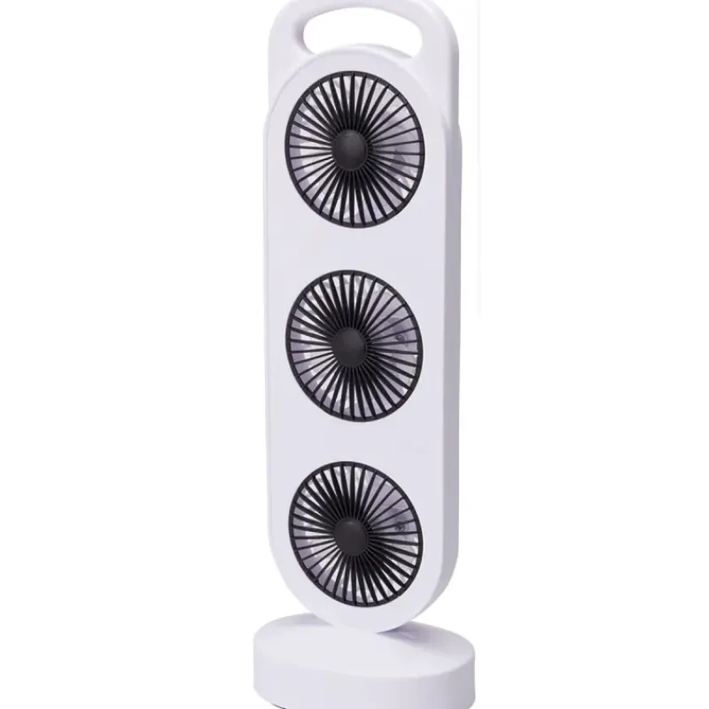 Ventilateur de table rechargeable 3 sorties - Blanc 3W* Sale