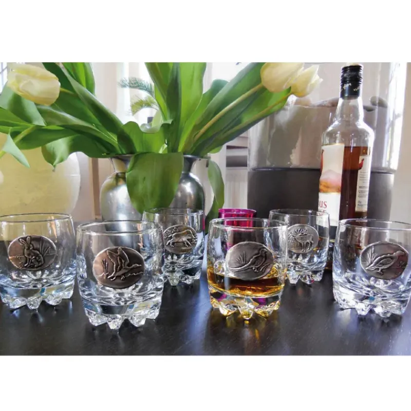 Verres à Whisky 30 cl décor étain relief de gibiers Lot de 6* Online